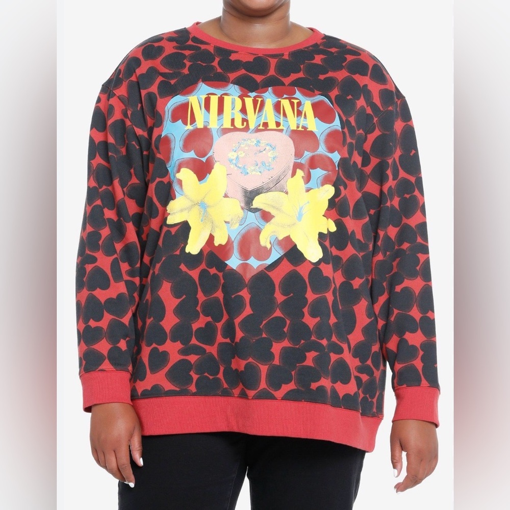 Nirvana Heart Shaped Box Faded Sweatshirt Cotton Relaxed Fit Grunge Men’s M Long